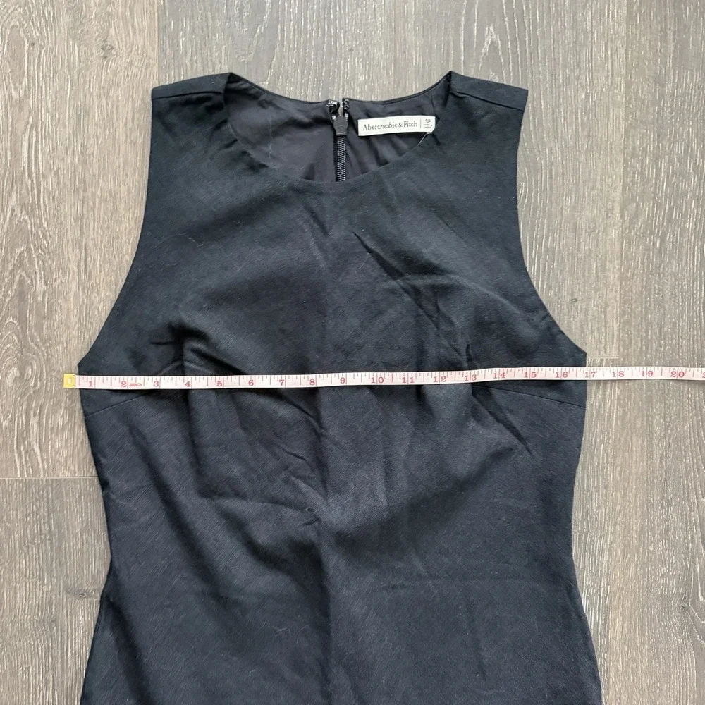 Abercrombie & Fitch NWT Linen Cotton Blend Maxi Dress SP Black Minimalist Preppy
